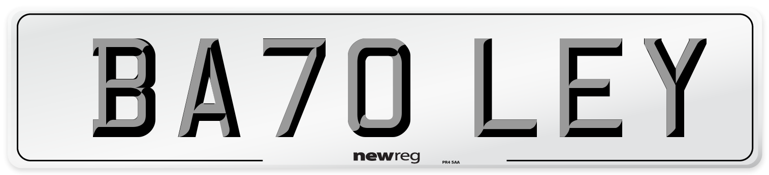 BA70 LEY Number Plate from New Reg
